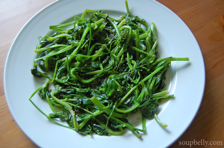 Snow Pea Leaves Sauteed with Garlic - Soupbelly