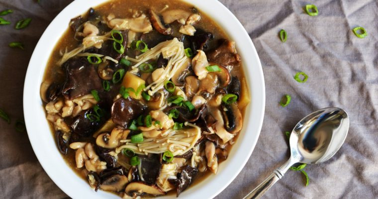 Chicken with 3 Kinds of Mushroom in Oyster Sauce